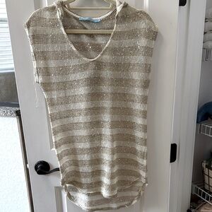 GOLD SEQUIN COVER UP WITH HOOD